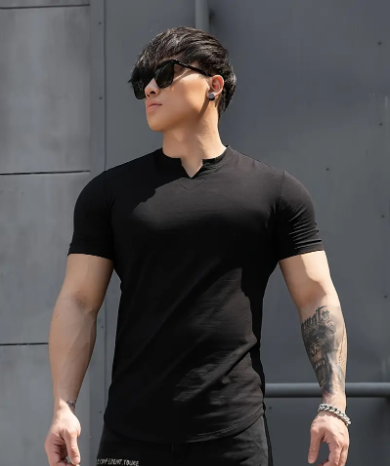 v neck slim fit t shirt