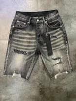 grey distressed shorts