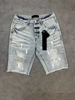 light blue short pants distressed