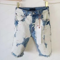 blue painted short pants