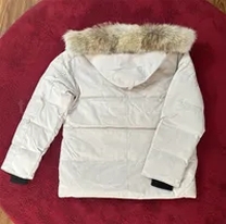 white puffer jacket fur hood