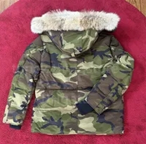 camo puffer jacket fur hood