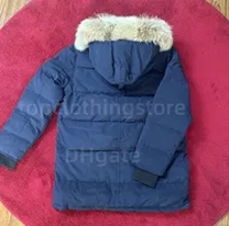 blue puffer jacket fur hood