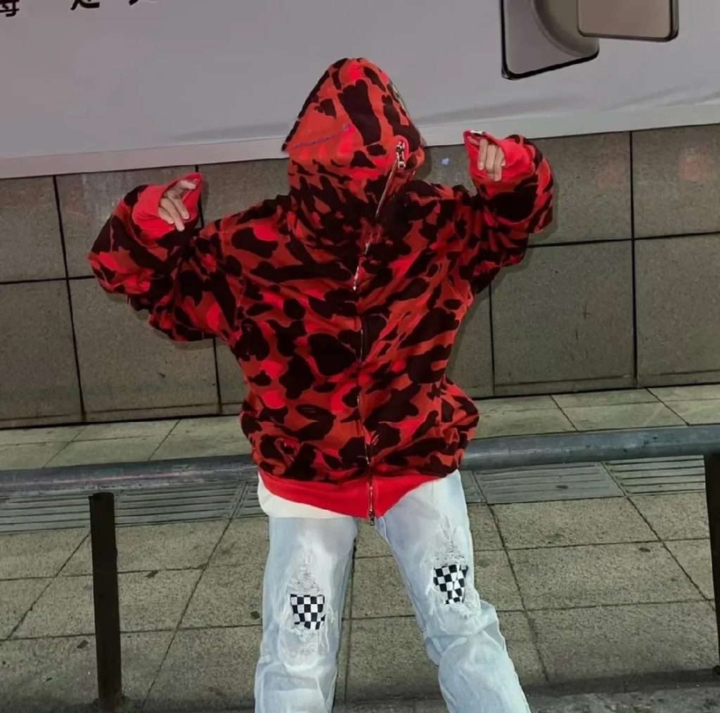 red camo hoodie