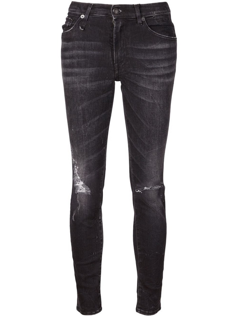 dark blue distressed jeans