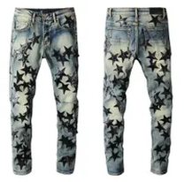 grey blue stars distressed jeans