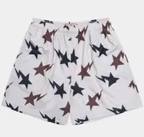 white and purple stars shorts