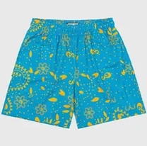 blue yellow short pants