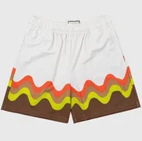 white orange brown short pants