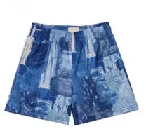 blue white short pants