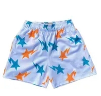 white orange blue stars short pants