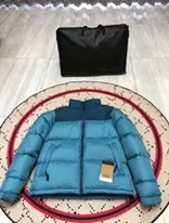 blue puffer jacket