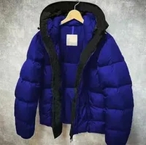 blue puffer jacket