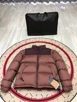 brown puffer jacket