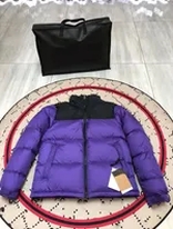 purple puffer jacket