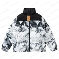 white and black mountains puffer jacket