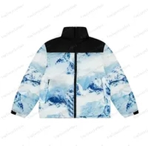 white blue snow down jacket