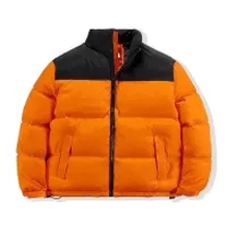 orange puffer jacket