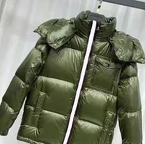 olive green puffer jacket with hood