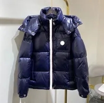 blue turtleneck down jacket with hood