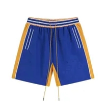 blue yellow short pants