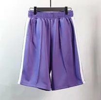 purple white sweatpant shorts