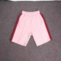 pink and red sweatpant shorts