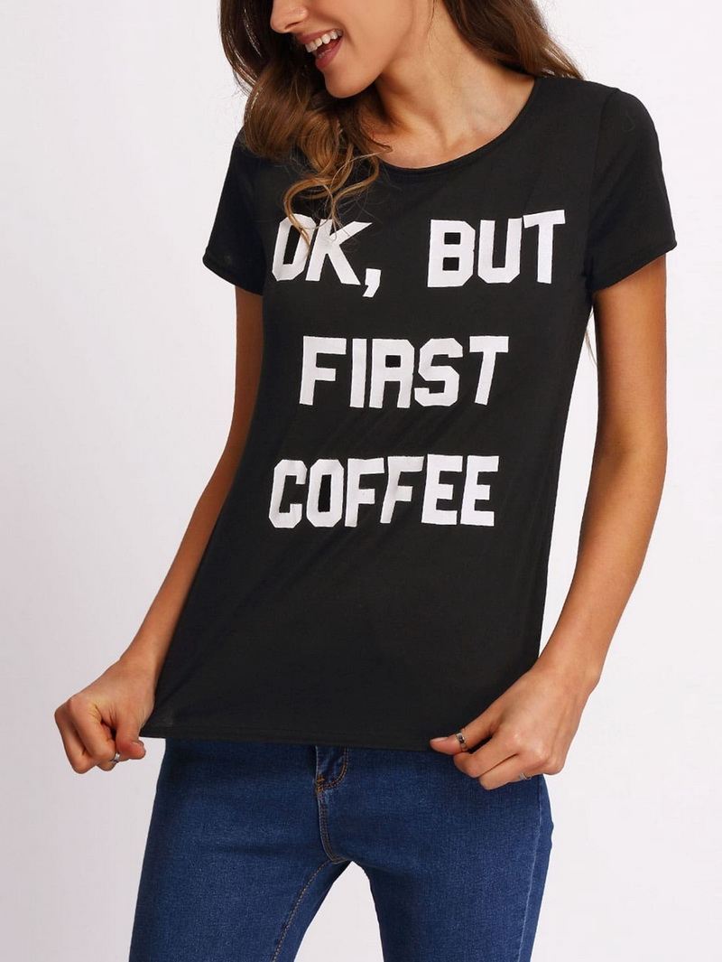 black t shirt ok, but first cofee