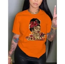 orange tee shirt