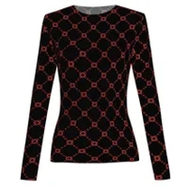 black and red long sleeve t shirt