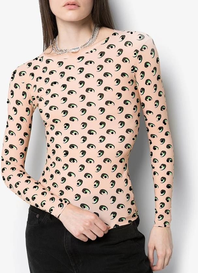 beige and black long sleeve tight t-shirt