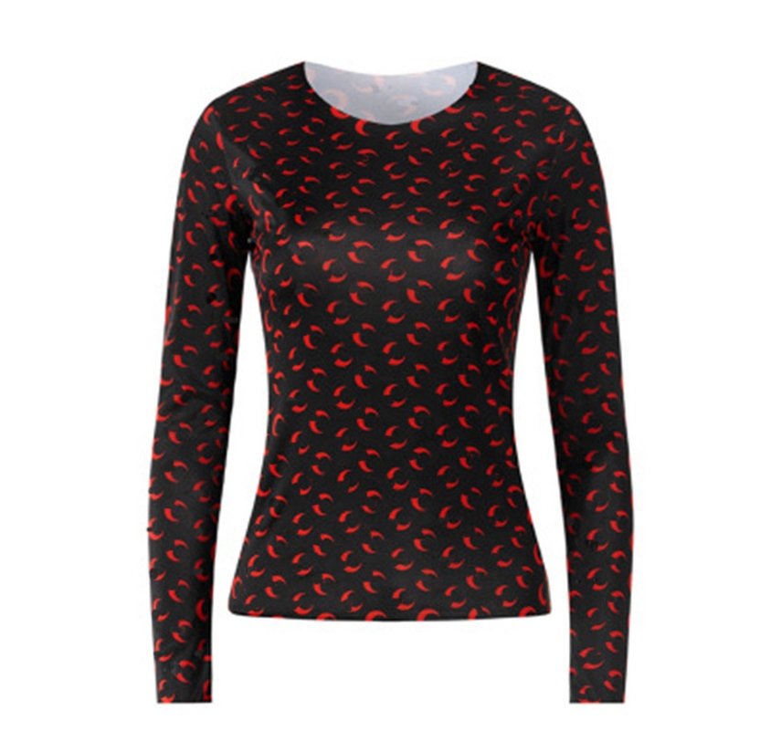 black and red long sleeve slim fit t shirt