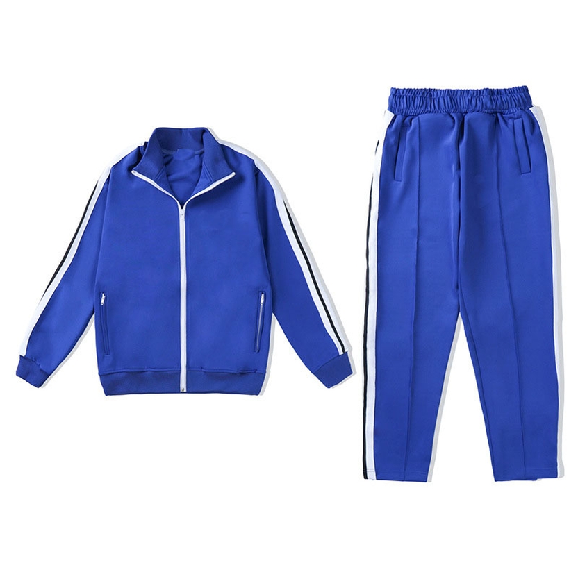 blue track suit