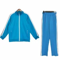 light blue track suit