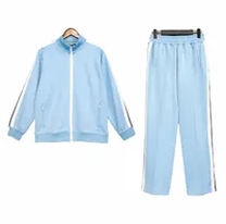 light blue track suit