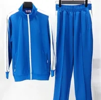 light blue track suit