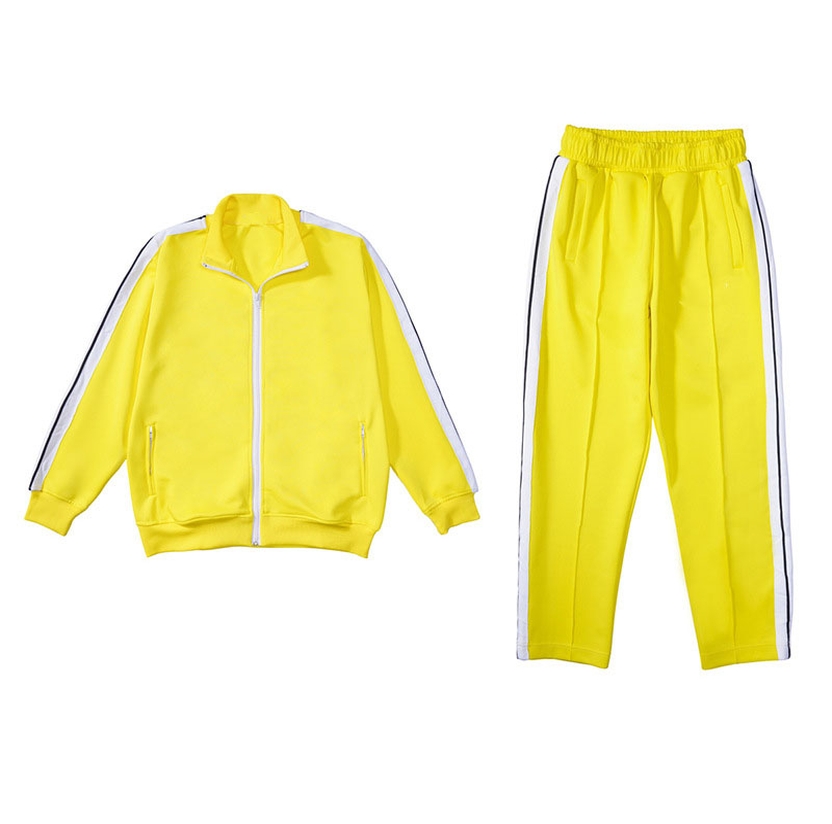 yellow track suit