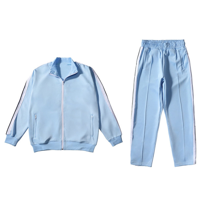 light blue track suit