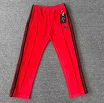 red wide leg track pants