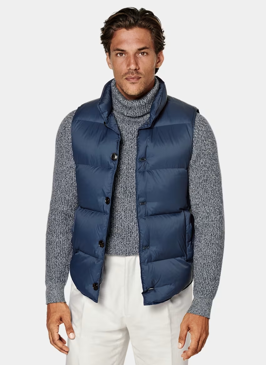 dark blue down vest