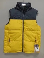 yellow and black top puffer vest