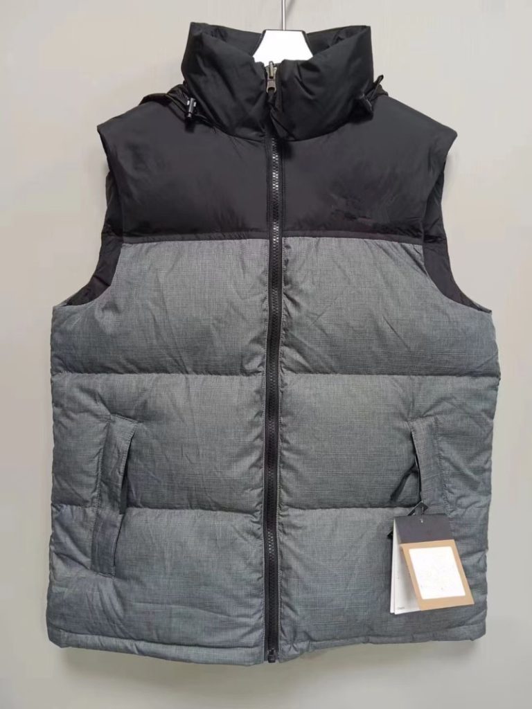 gray black puffer vest