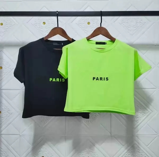 black and green paris crop top t shirts