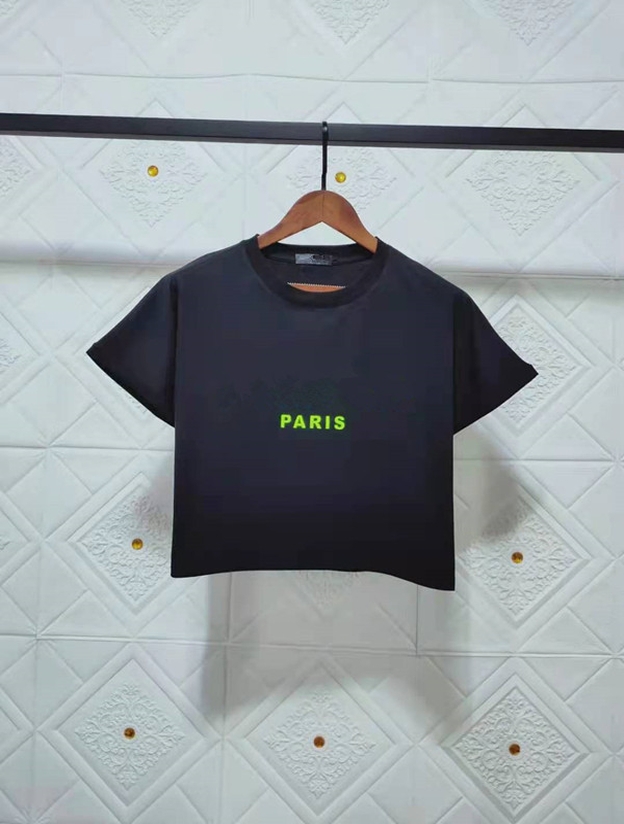 dark blue paris crop top t shirt