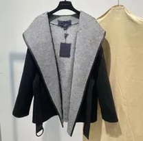 black and grey coat with belt