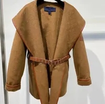 brown coat with belt