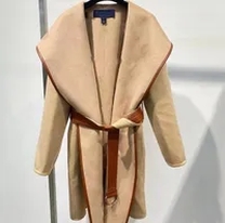 beige coat with belt