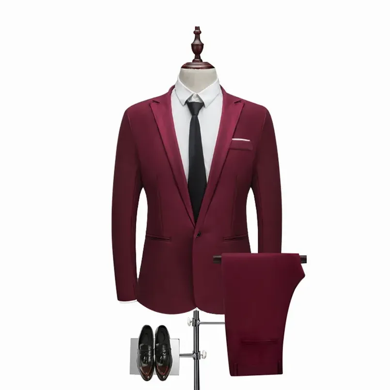 wine red suit